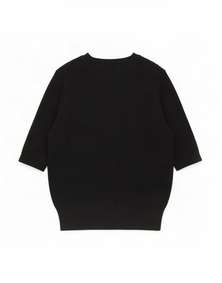 Marks & Spencer Womens Short Sleeve Crop Blouse Top UK 12 Medium Black