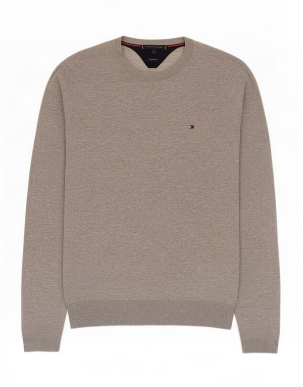 Tommy Hilfiger Mens Crew Neck Jumper Sweater Medium Grey Flecked Cotton