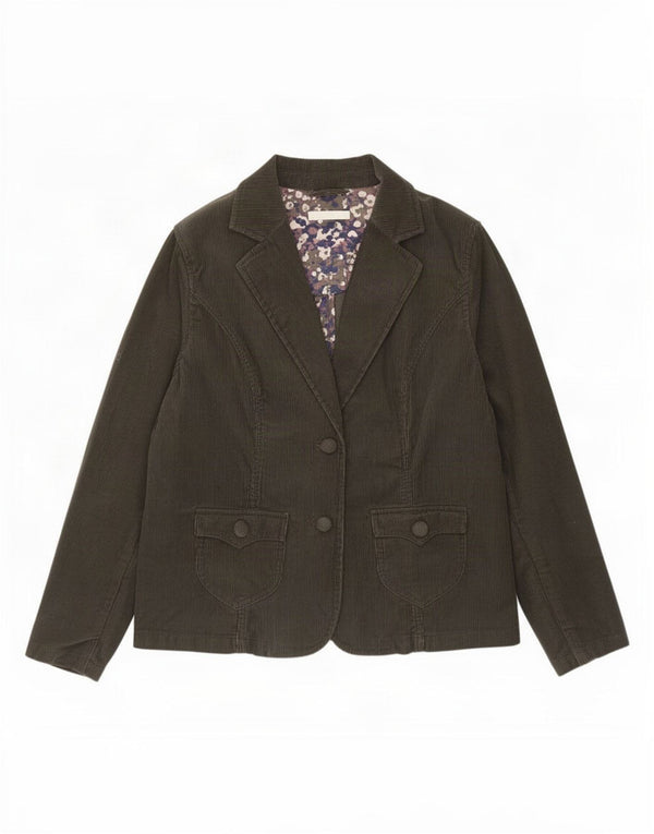 Marks & Spencer Womens 2 Button Corduroy Blazer Jacket UK 16 Large Khaki