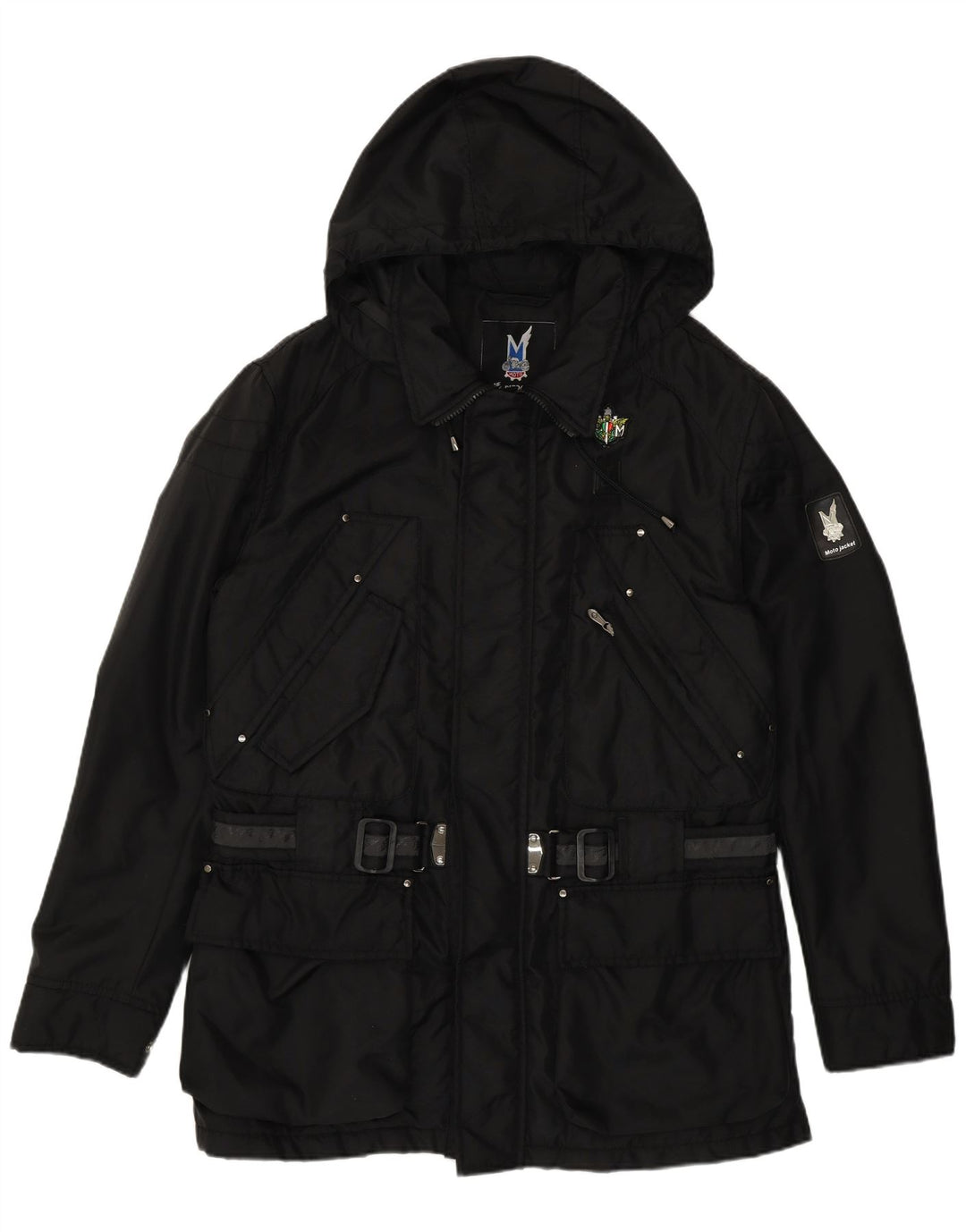 Piero Guidi Mens Hooded Utility Jacket UK 40 Large Black Nylon