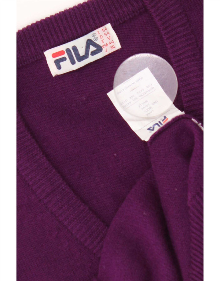 Fila Mens Vest Tank Top IT 54 XL Purple Wool