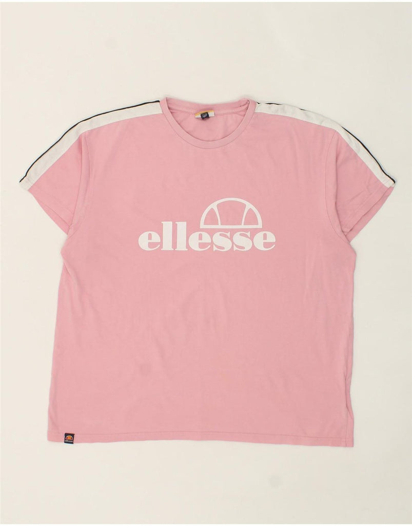 ELLESSE Womens Oversized Graphic T-Shirt Top UK 16 Large Pink Cotton Vintage Ellesse and Second-Hand Ellesse from Messina Hembry 