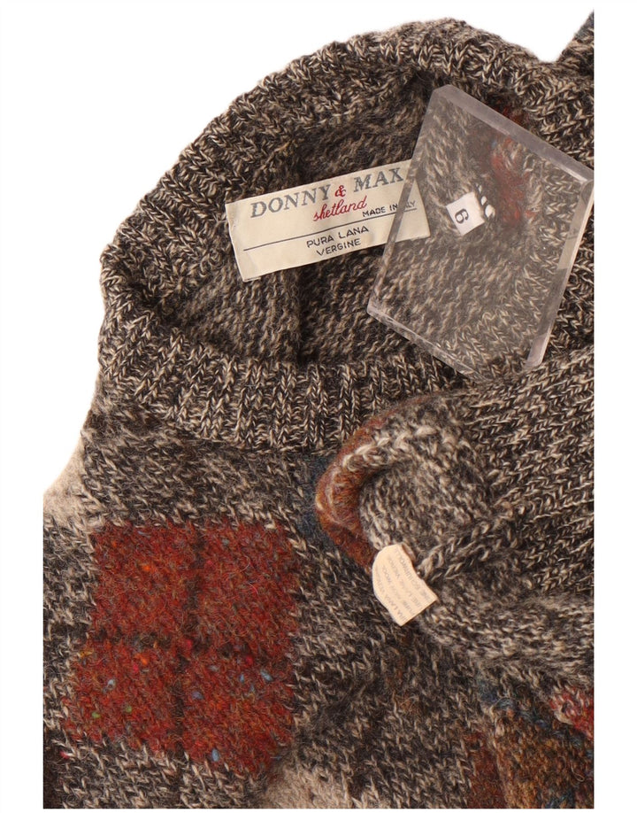 Donny & Max Mens Crew Neck Jumper Sweater Large Grey Argyle/Diamond Wool