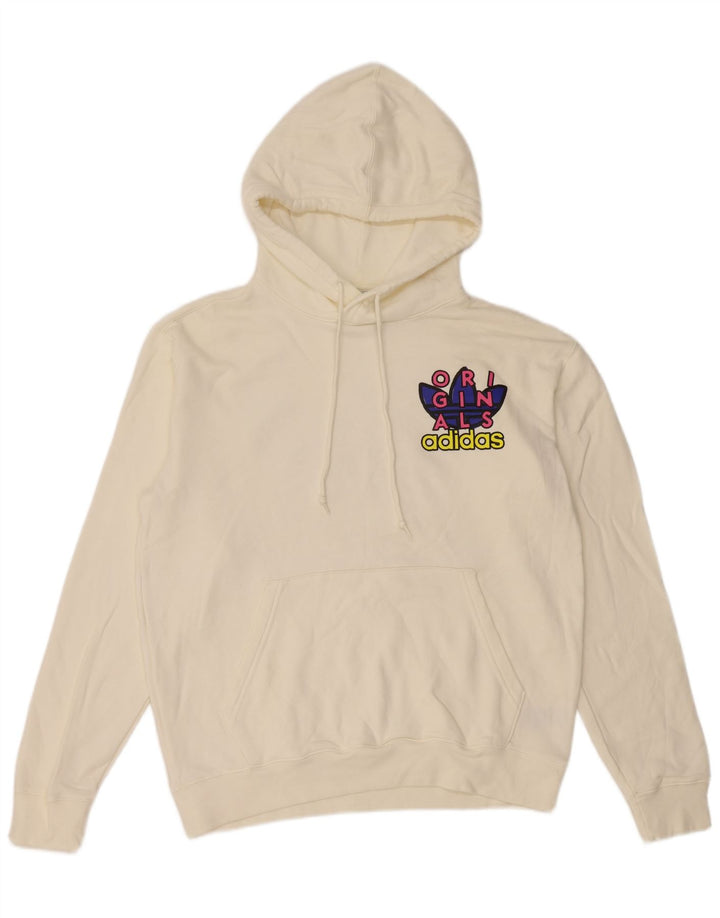 Adidas Mens Graphic Hoodie Jumper Medium White Cotton