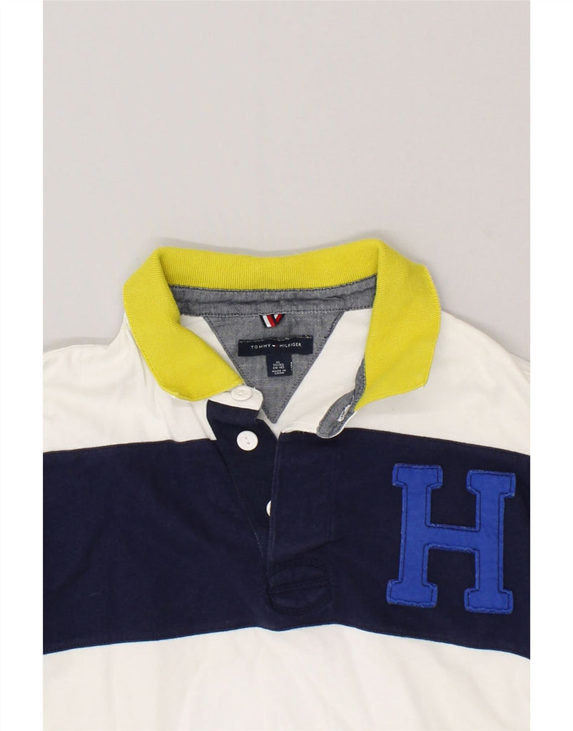 TOMMY HILFIGER Boys Long Sleeve Rugby Polo Shirt 15-16 Years XL White | Vintage Tommy Hilfiger | Thrift | Second-Hand Tommy Hilfiger | Used Clothing | Messina Hembry 