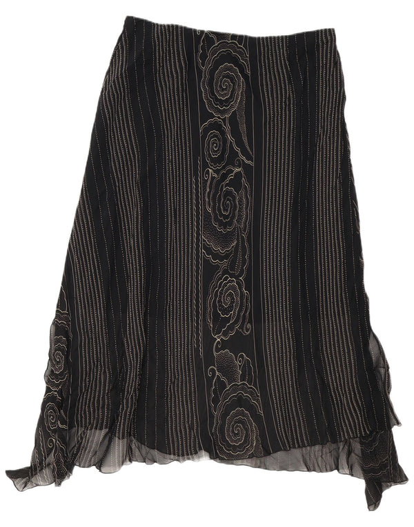 VINTAGE Womens Asymmetrical Skirt W34 Large Black Paisley