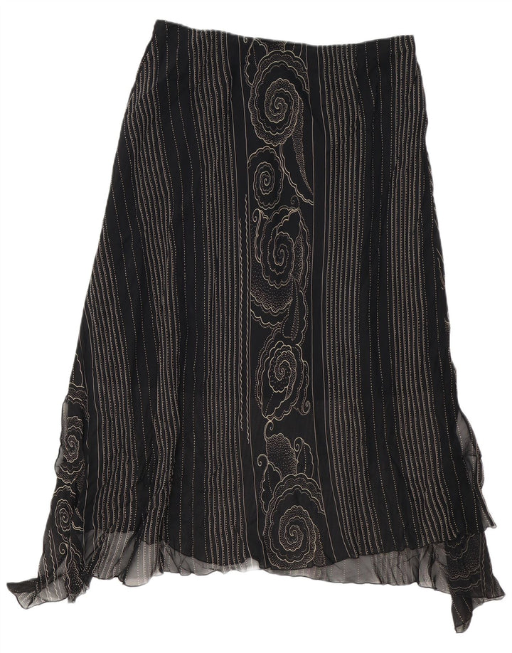 VINTAGE Womens Asymmetrical Skirt W34 Large Black Paisley