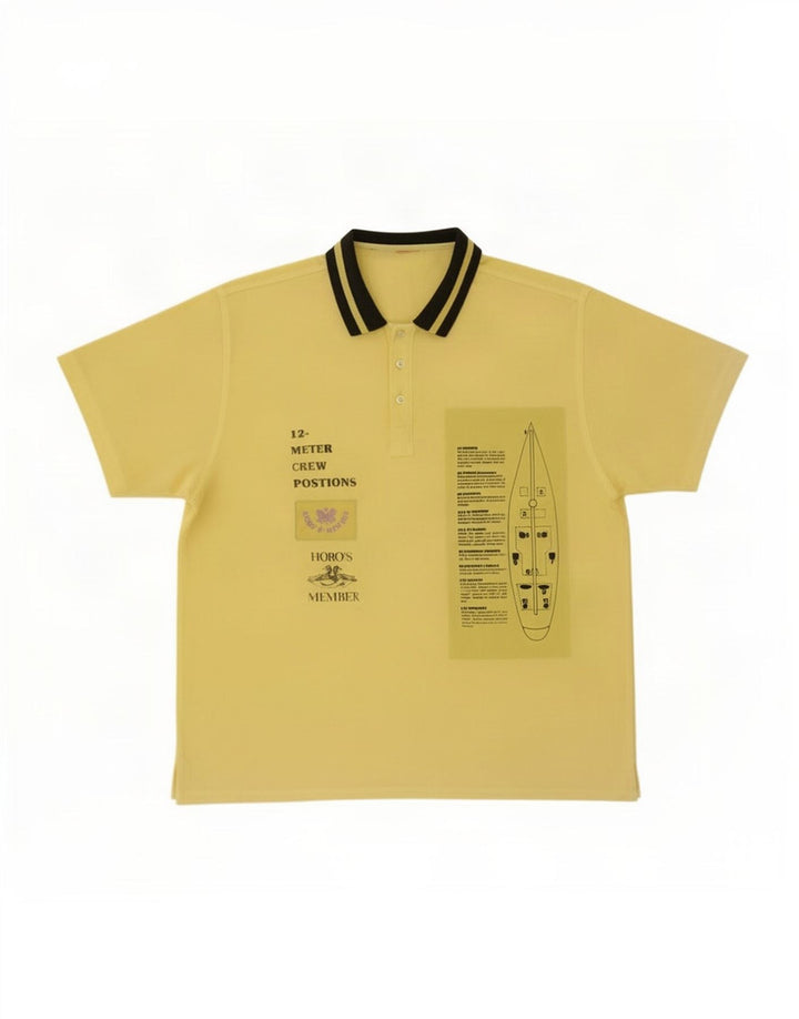 Vintage Mens Graphic Short Sleeve Pullover Shirt Medium Yellow Colourblock