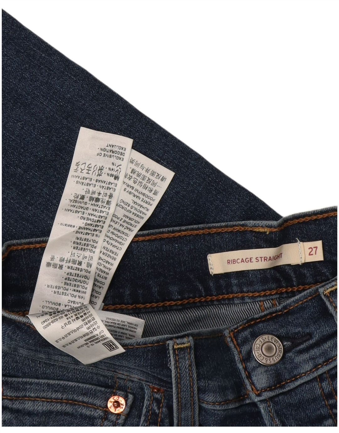 Levi's Womens Ribcage Straight Jeans W27 L29 Blue Cotton