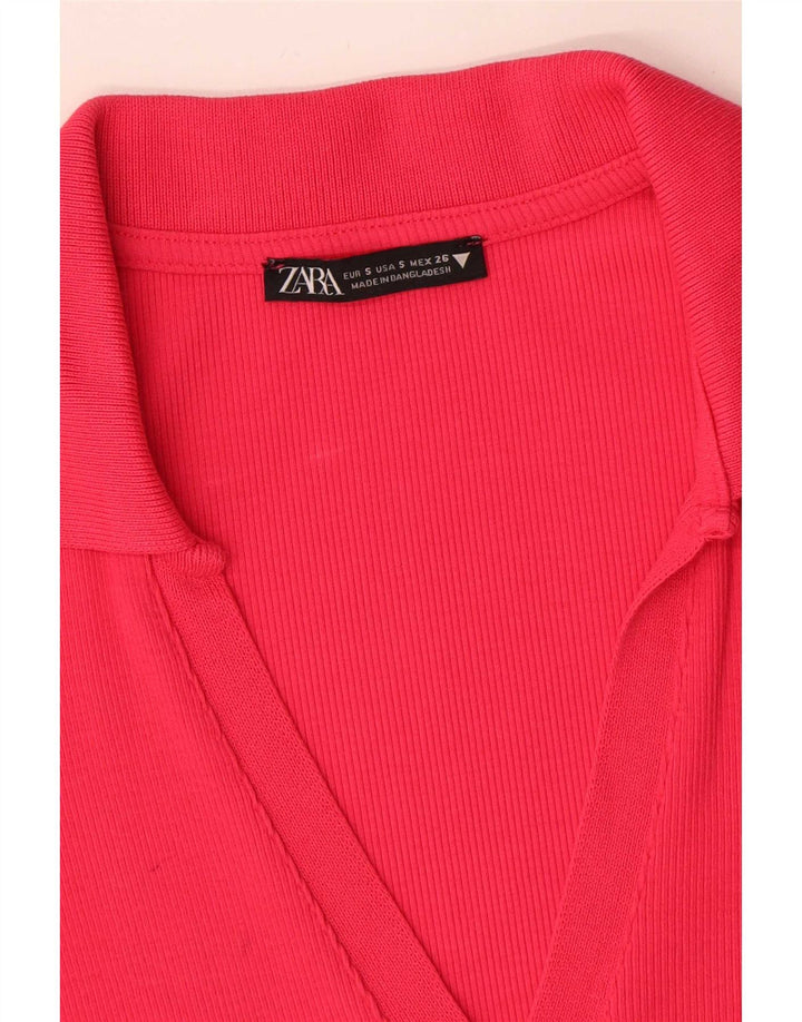 Zara Womens Bodycon Dress UK 8 Small Red Cotton