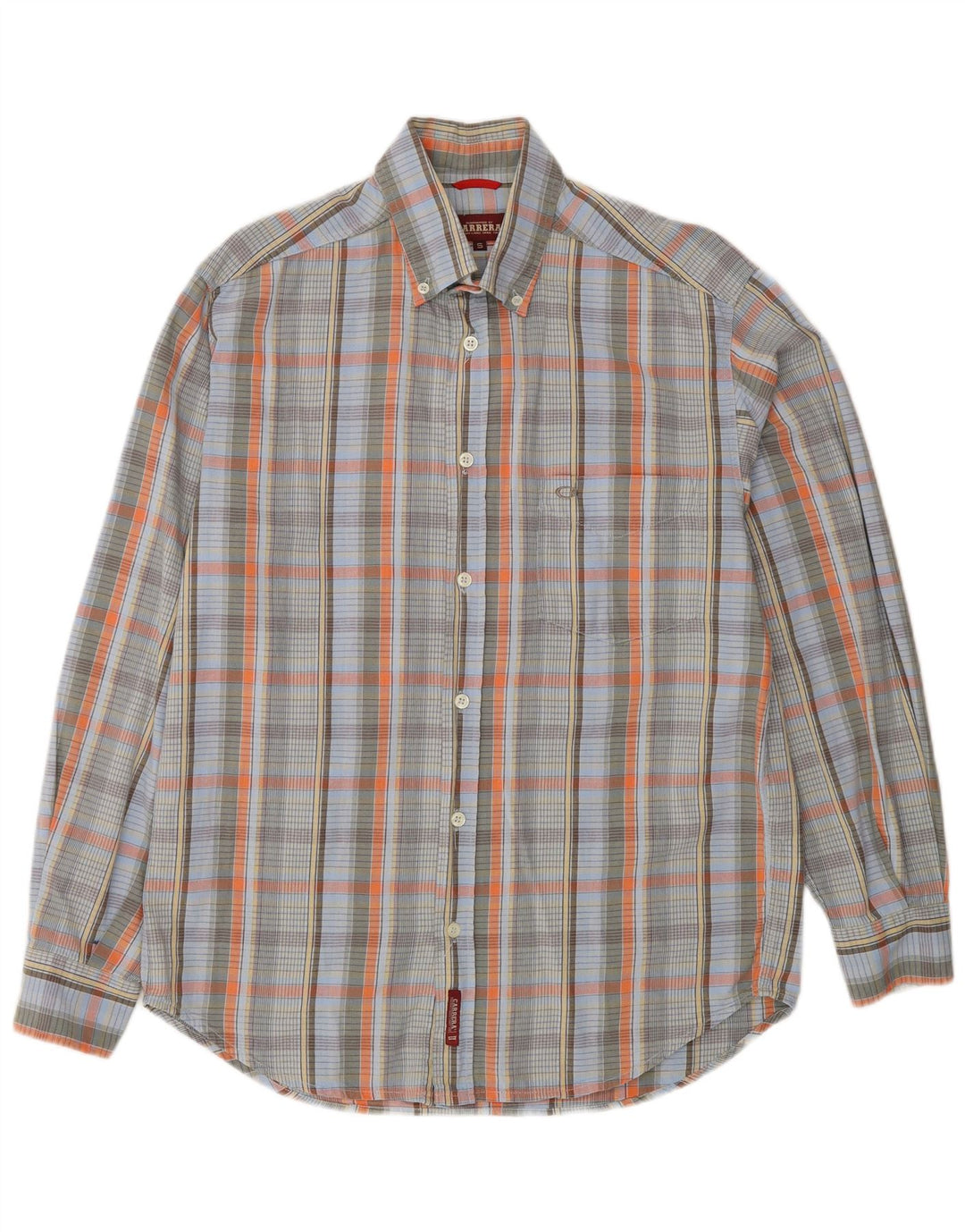 CARRERA Mens Shirt Small Blue Check Cotton
