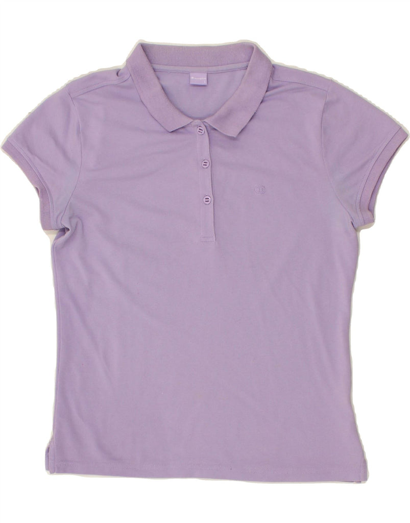 CHAMPION Womens Polo Shirt UK 14 Large Purple Cotton Vintage Champion and Second-Hand Champion from Messina Hembry 