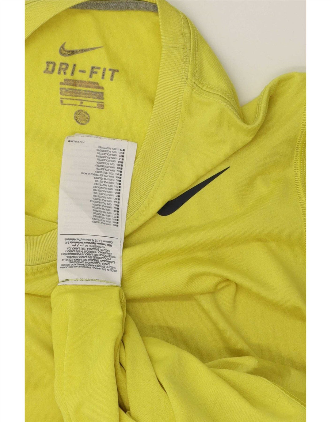 Nike Mens Dri Fit T-Shirt Top Small Yellow Polyester