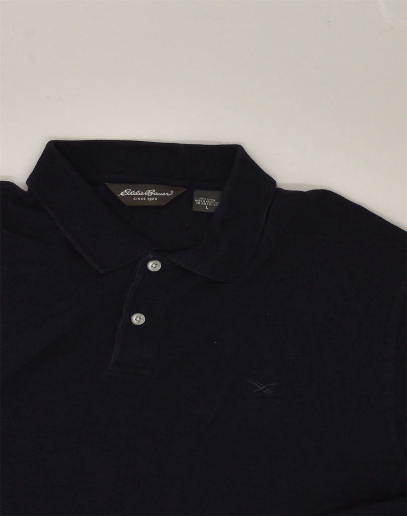 EDDIE BAUER Mens Polo Shirt Large Navy Blue Cotton | Vintage Eddie Bauer | Thrift | Second-Hand Eddie Bauer | Used Clothing | Messina Hembry 