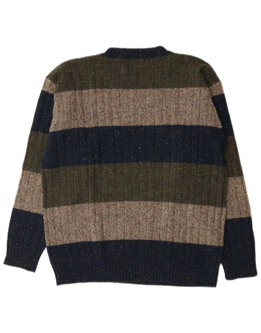 Trussardi Mens Crew Neck Jumper Sweater Large Multicoloured Striped Wool