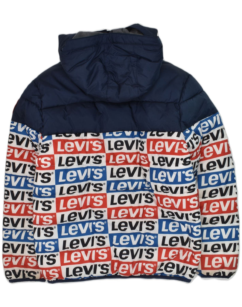 LEVI'S Boys Graphic Hooded Padded Jacket 12-13 Years Large Navy Blue | Vintage Levi's | Thrift | Second-Hand Levi's | Used Clothing | Messina Hembry 