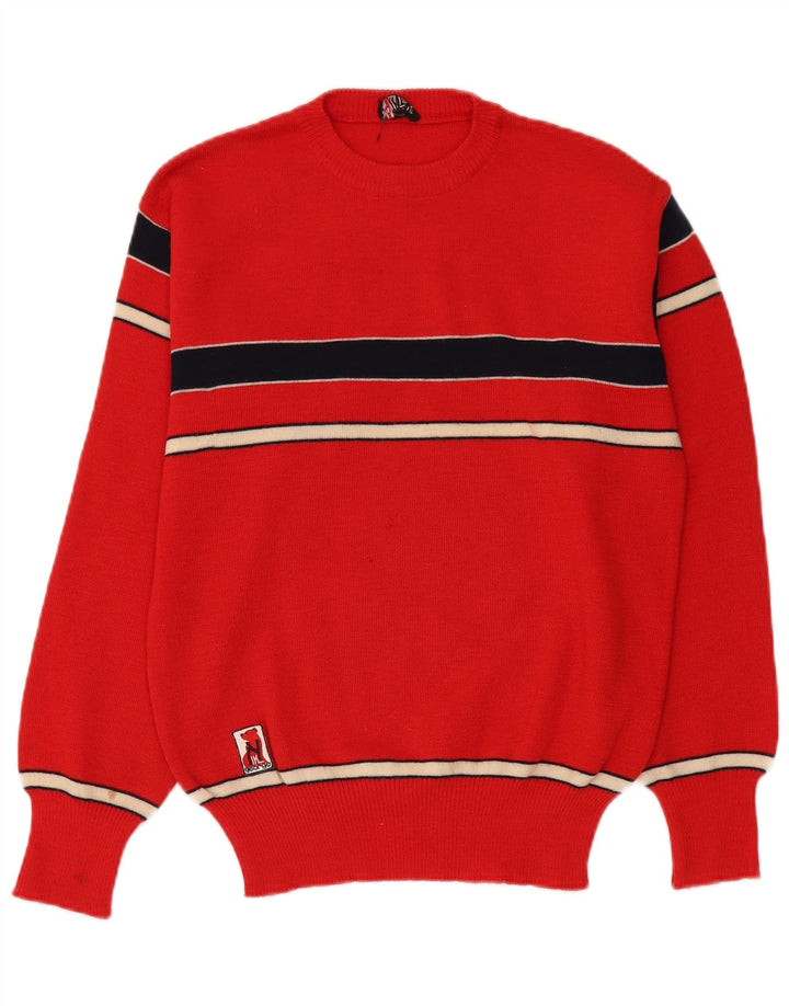 Vintage Womens Crew Neck Jumper Sweater IT 54 3XL Red Striped