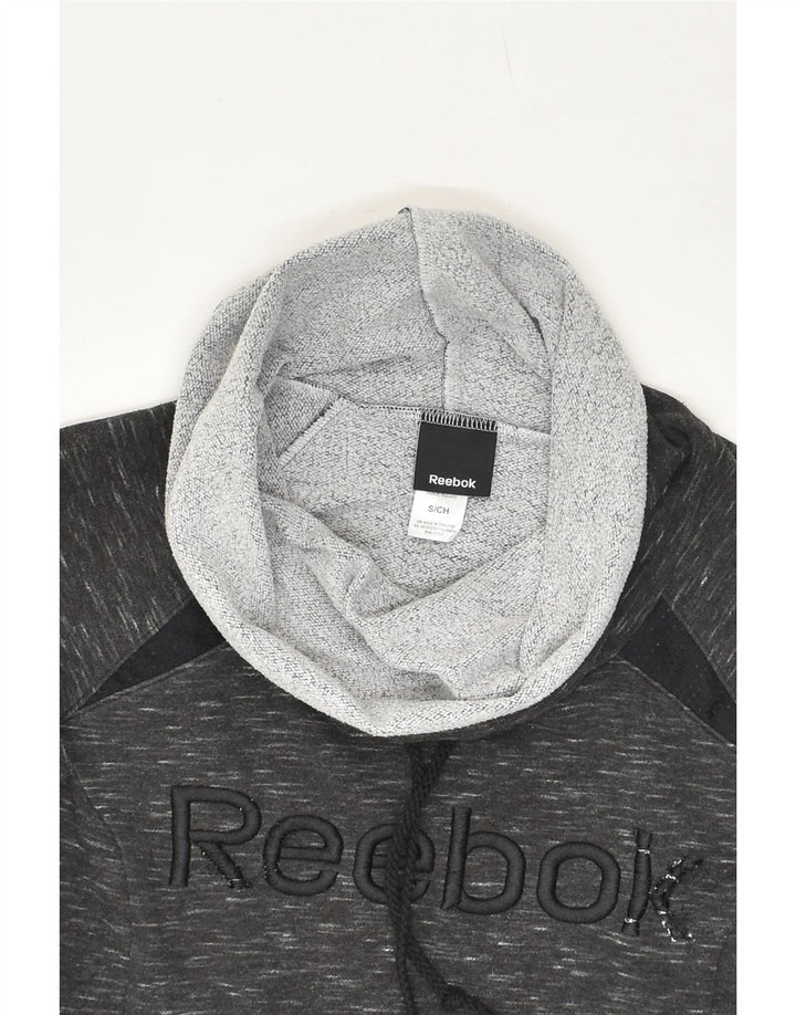 REEBOK Womens Graphic Roll Neck Sweatshirt Jumper UK 12 Medium Grey Vintage Reebok and Second-Hand Reebok from Messina Hembry 
