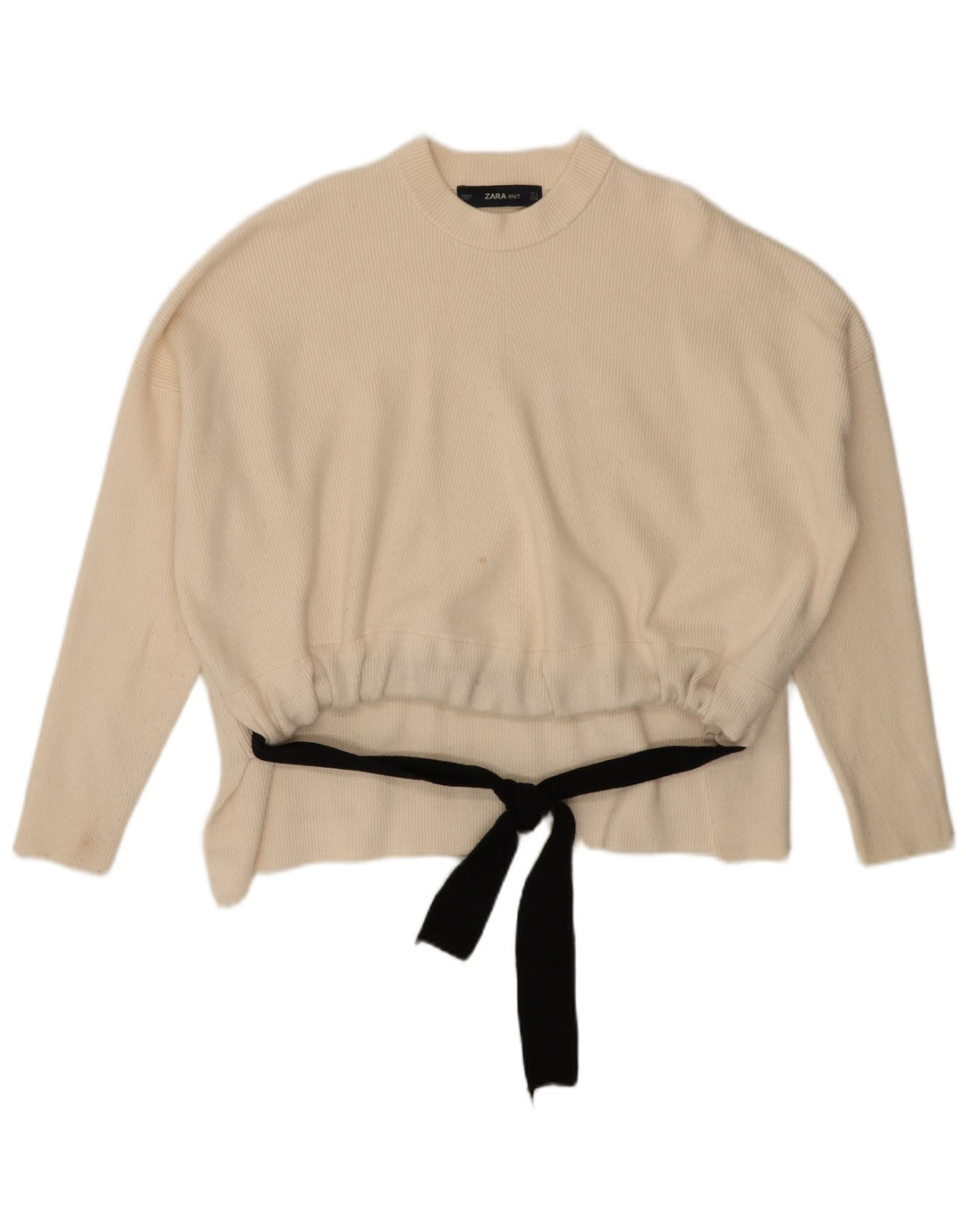 Zara Womens Oversized Crew Neck Jumper Sweater UK 10 Small White Viscose