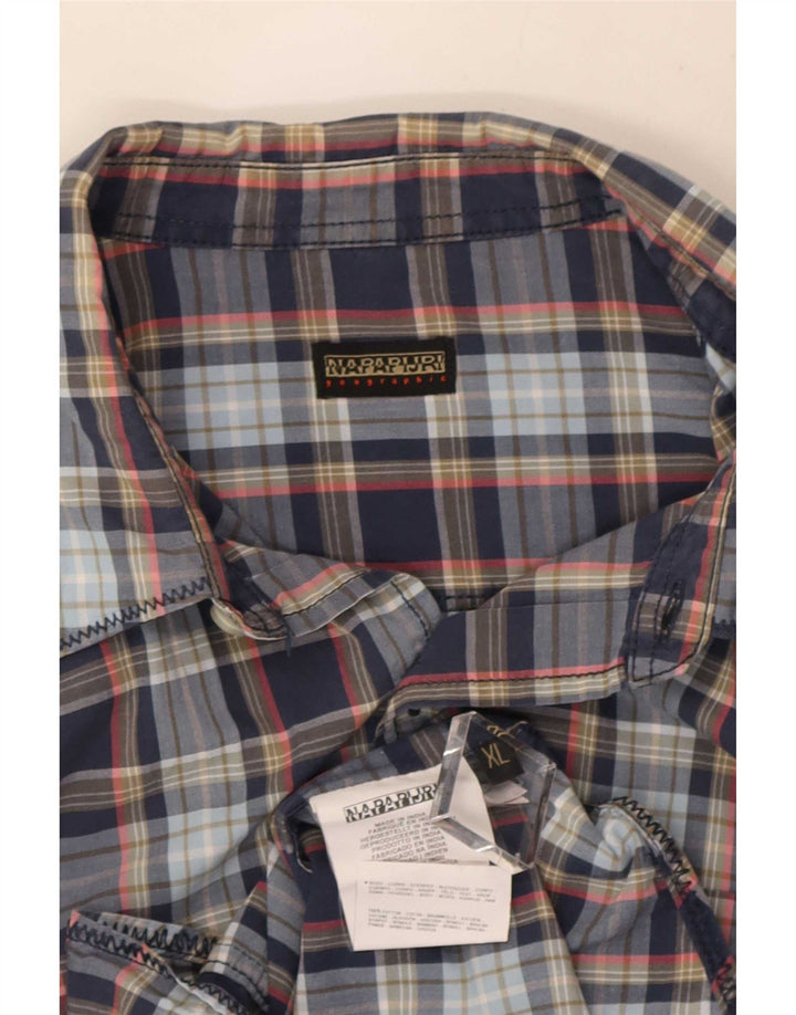 Napapijri Mens Geographic Shirt XL Blue Check Cotton