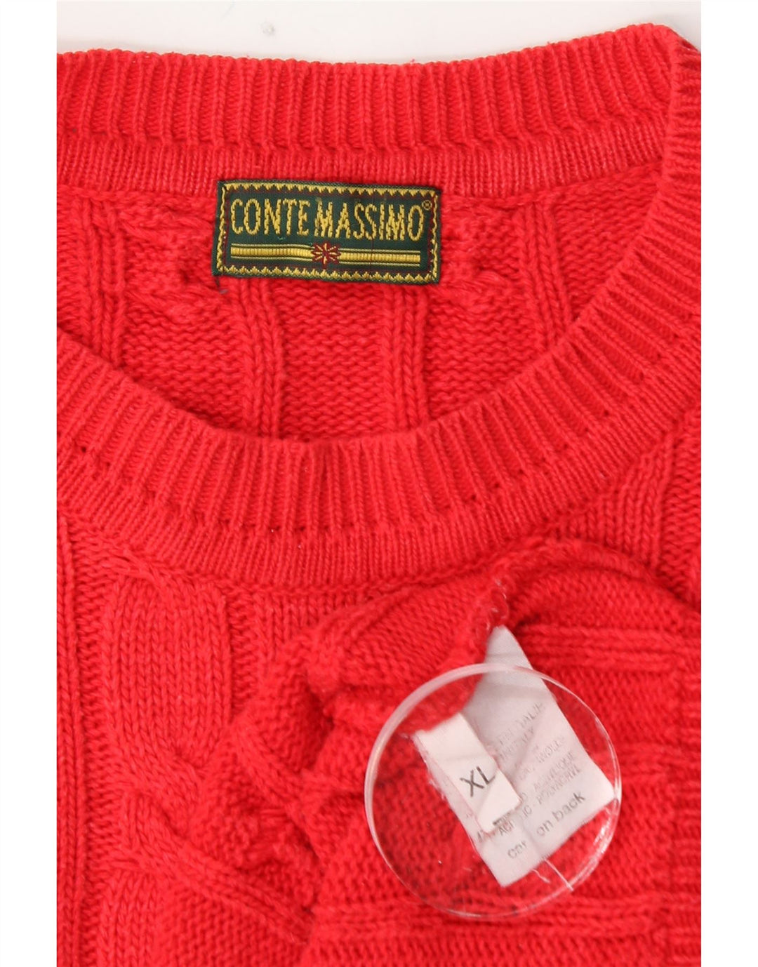 CONTE MASSIMO Mens Crew Neck Jumper Sweater XL Red Cotton