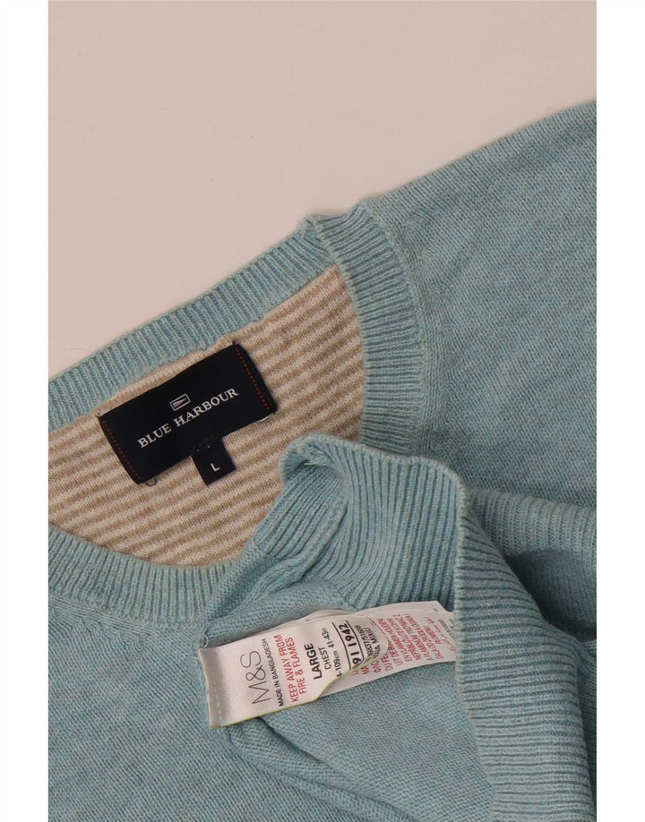 Marks & Spencer Mens Blue Harbour Crew Neck Jumper Sweater Large Blue