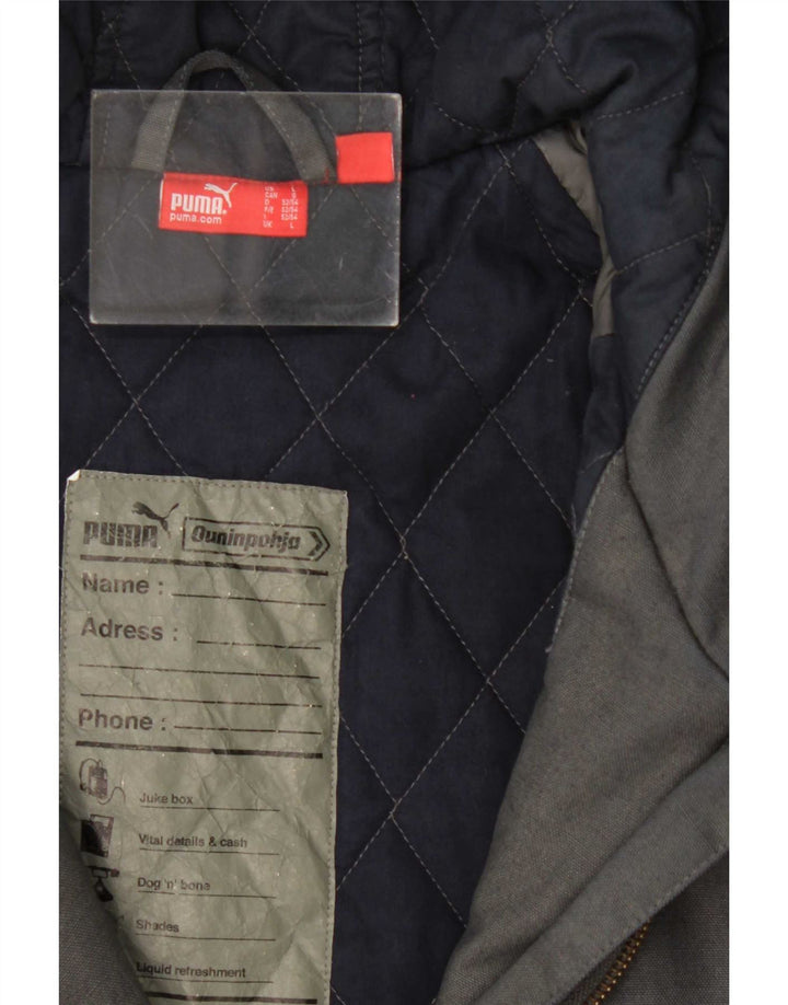 Puma Mens Hooded Windbreaker Jacket UK 40 Large Grey Cotton