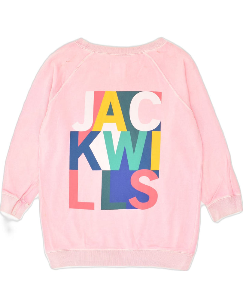 JACK WILLS Womens Graphic Sweatshirt Jumper UK 12 Medium  Pink Cotton | Vintage Jack Wills | Thrift | Second-Hand Jack Wills | Used Clothing | Messina Hembry 