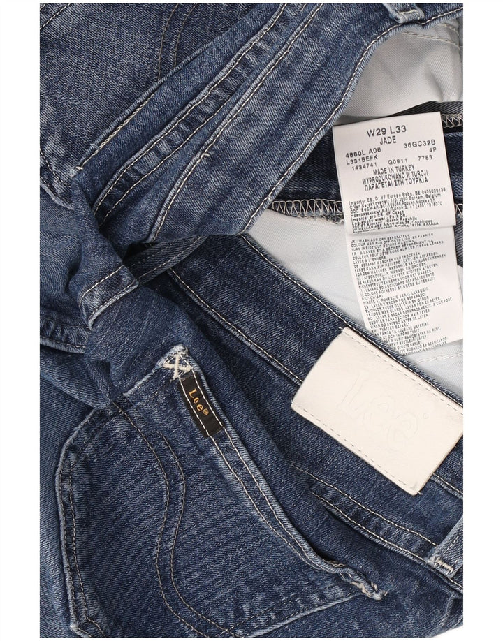 Lee Womens Jade Distressed Straight Jeans  W29 L28 Blue Cotton