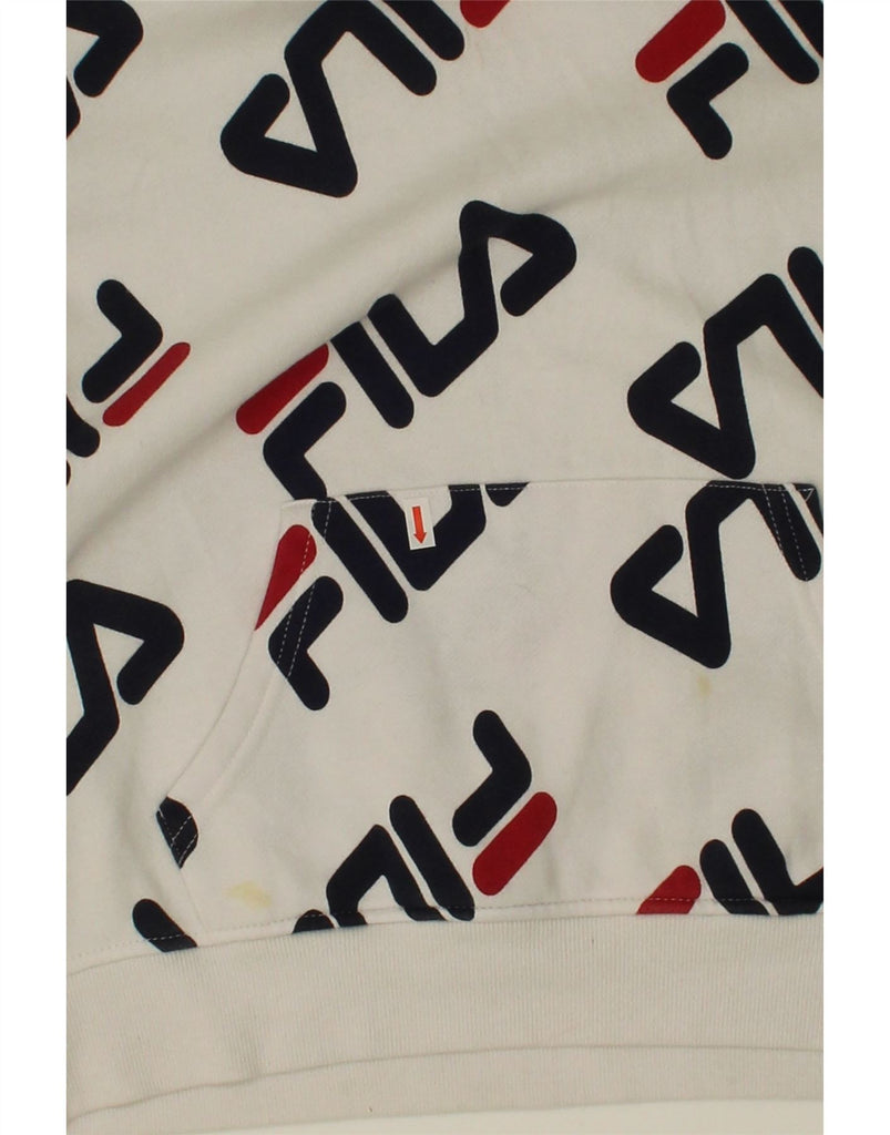 FILA Boys Graphic Hoodie Jumper 14-15 Years XL White Cotton Vintage Fila and Second-Hand Fila from Messina Hembry 
