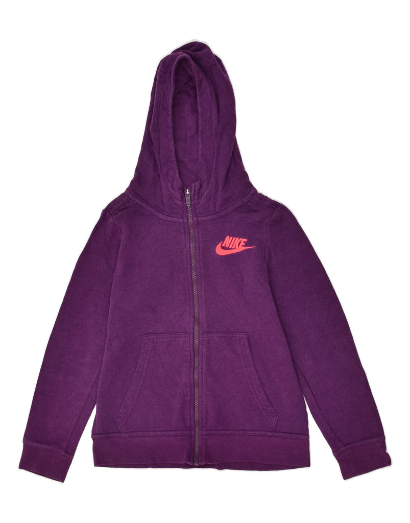 NIKE Girls Zip Hoodie Sweater 12-13 Years Medium Purple Cotton | Vintage Nike | Thrift | Second-Hand Nike | Used Clothing | Messina Hembry 