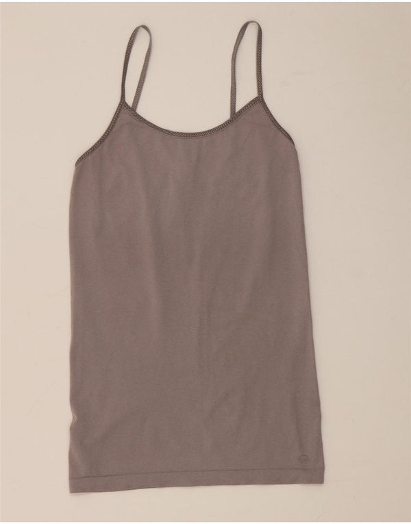 Benetton Womens Crop Cami Top UK 8 Small Grey Polyamide