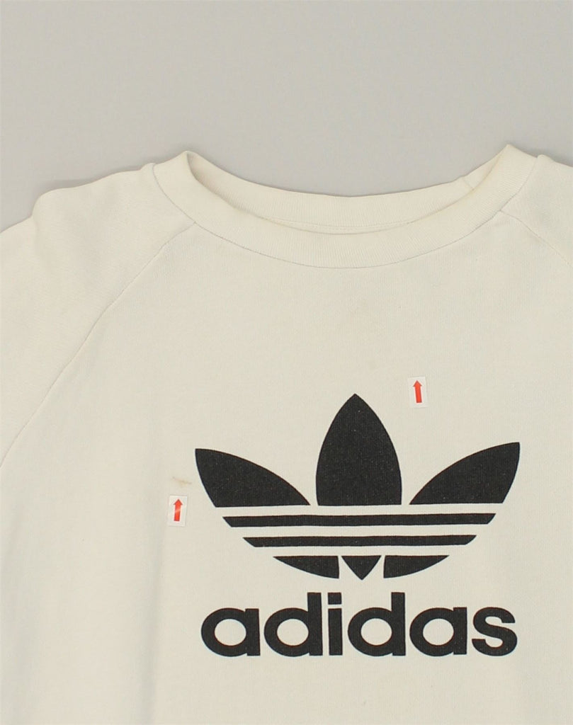 ADIDAS Mens Graphic Sweatshirt Jumper Medium Off White Cotton | Vintage Adidas | Thrift | Second-Hand Adidas | Used Clothing | Messina Hembry 