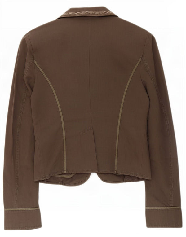 Max & Co. Womens 3 Button Blazer Jacket UK 8 Small Khaki Cotton