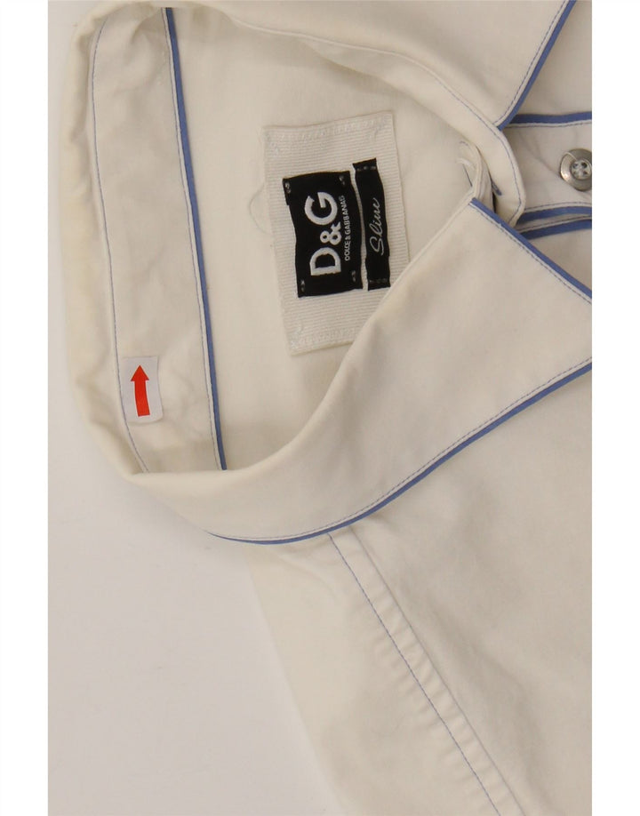 DOLCE & GABBANA Mens Slim Shirt IT 48 Medium White Cotton