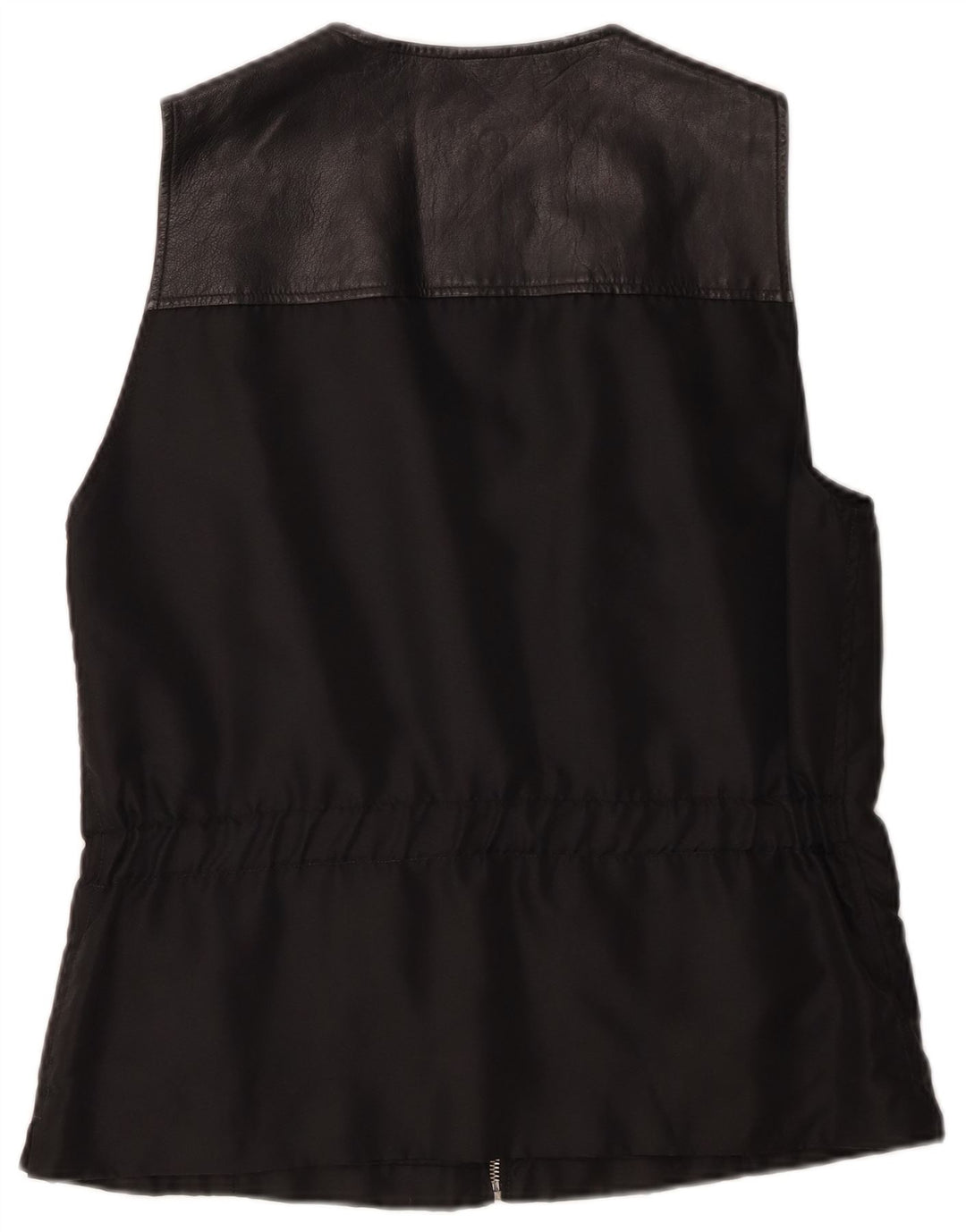 Vintage Womens Oversized Gilet IT 40 Small Black Leather