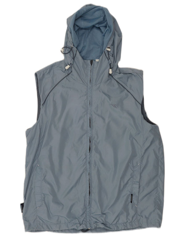 Diadora Womens Oversized Hooded Tracksuit Top Jacket UK 10 Small Blue