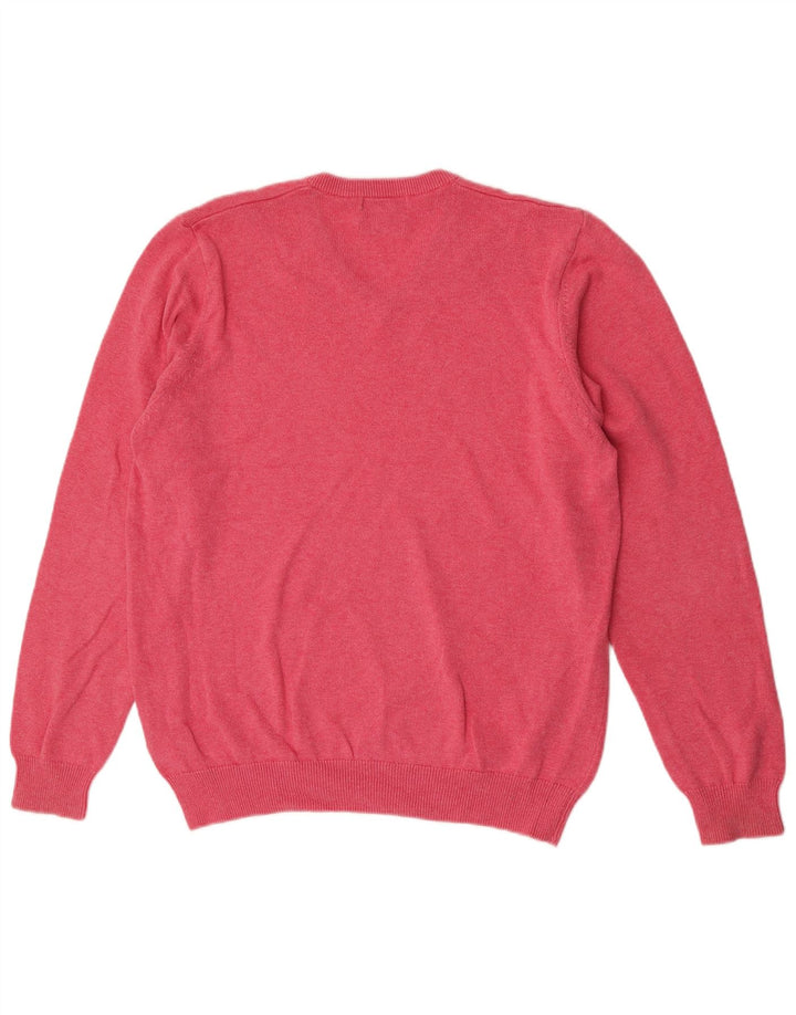Marks & Spencer Mens V-Neck Jumper Sweater Large Pink Cotton