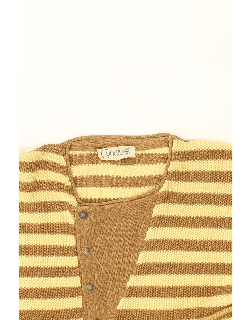 VINTAGE Womens Crew Neck Jumper Sweater UK 16 Large Yellow Striped Acrylic | Vintage Vintage | Thrift | Second-Hand Vintage | Used Clothing | Messina Hembry 