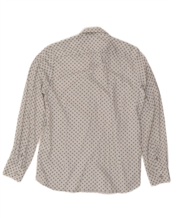 Ted Baker Mens Shirt Size 3 Medium White Geometric Cotton