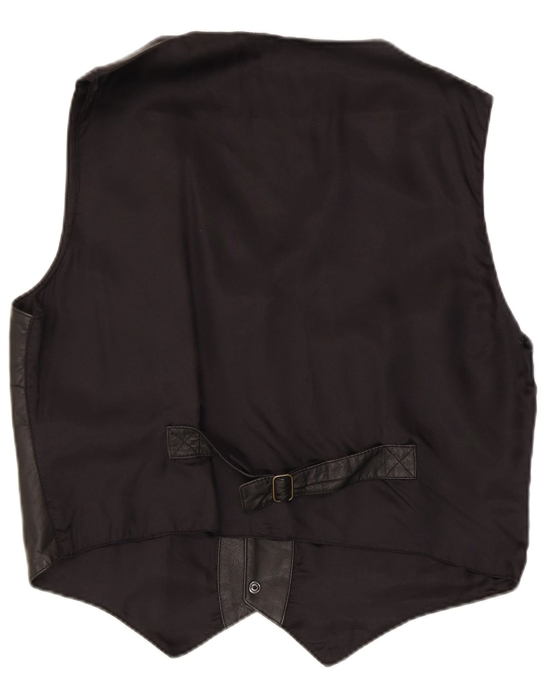 Vintage Mens Leather Waistcoat IT 50 Large Black Leather