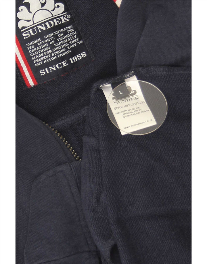 Sundek Mens Tracksuit Top Jacket Large Navy Blue Cotton