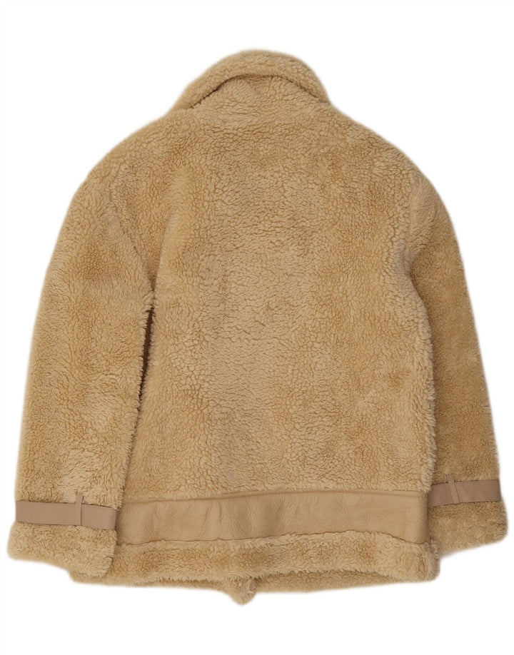 Vintage Womens Sherpa Jacket UK 14 Medium Beige Polyester