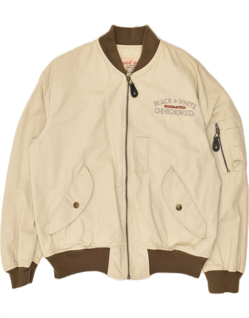 CHEVIGNON Boys Graphic Bomber Jacket 13-14 Years Beige Cotton Vintage Chevignon and Second-Hand Chevignon from Messina Hembry 