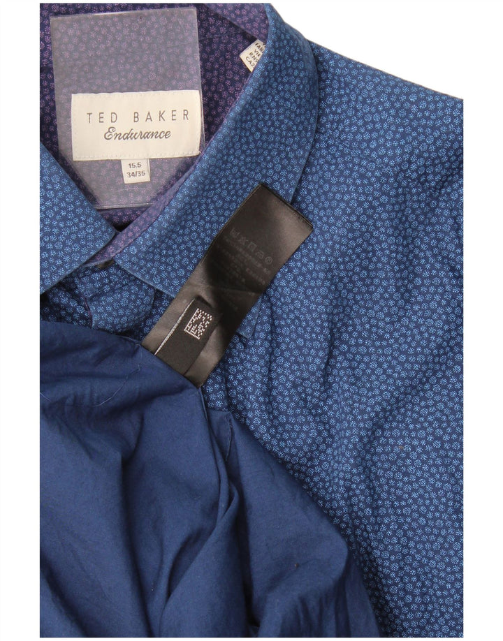 Ted Baker Mens Abstract Pattern Shirt Size 15 1/2 Medium Navy Blue