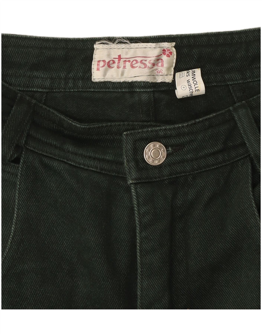 PETRESSA Womens High Waist Tapered Jeans EU 36 Small W26 L26 Green Cotton