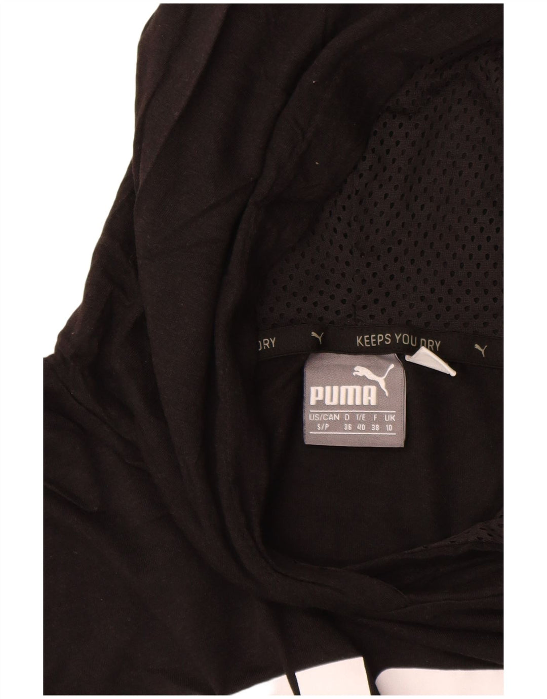 PUMA Womens Oversized Hooded Graphic Top Long Sleeve UK 10 Small Black