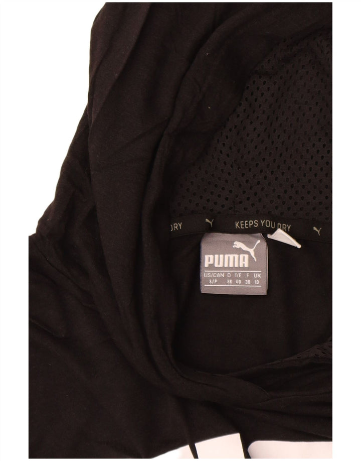 PUMA Womens Oversized Hooded Graphic Top Long Sleeve UK 10 Small Black