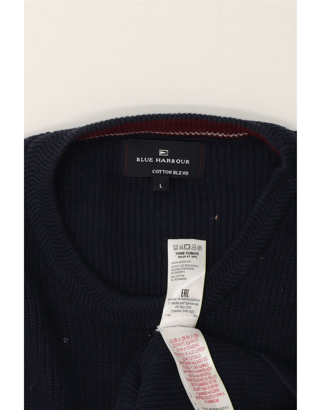Marks & Spencer Mens Blue Harbour Crew Neck Jumper Sweater Large Navy Blue