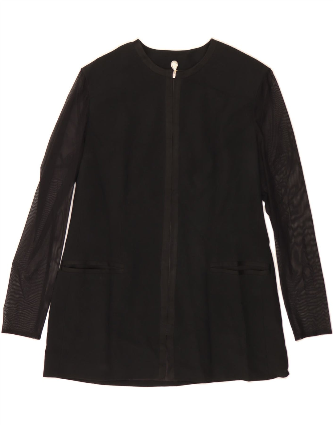 GIANFRANCO FERRE Womens Forma Zero Cardigan Top UK 16 Large Black Acetate Vintage Gianfranco Ferre and Second-Hand Gianfranco Ferre from Messina Hembry 